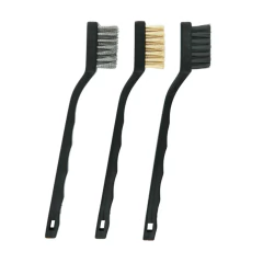 Kit com 3 escovas cerdas de aço latao e nylon cabo plastico - imagem 3