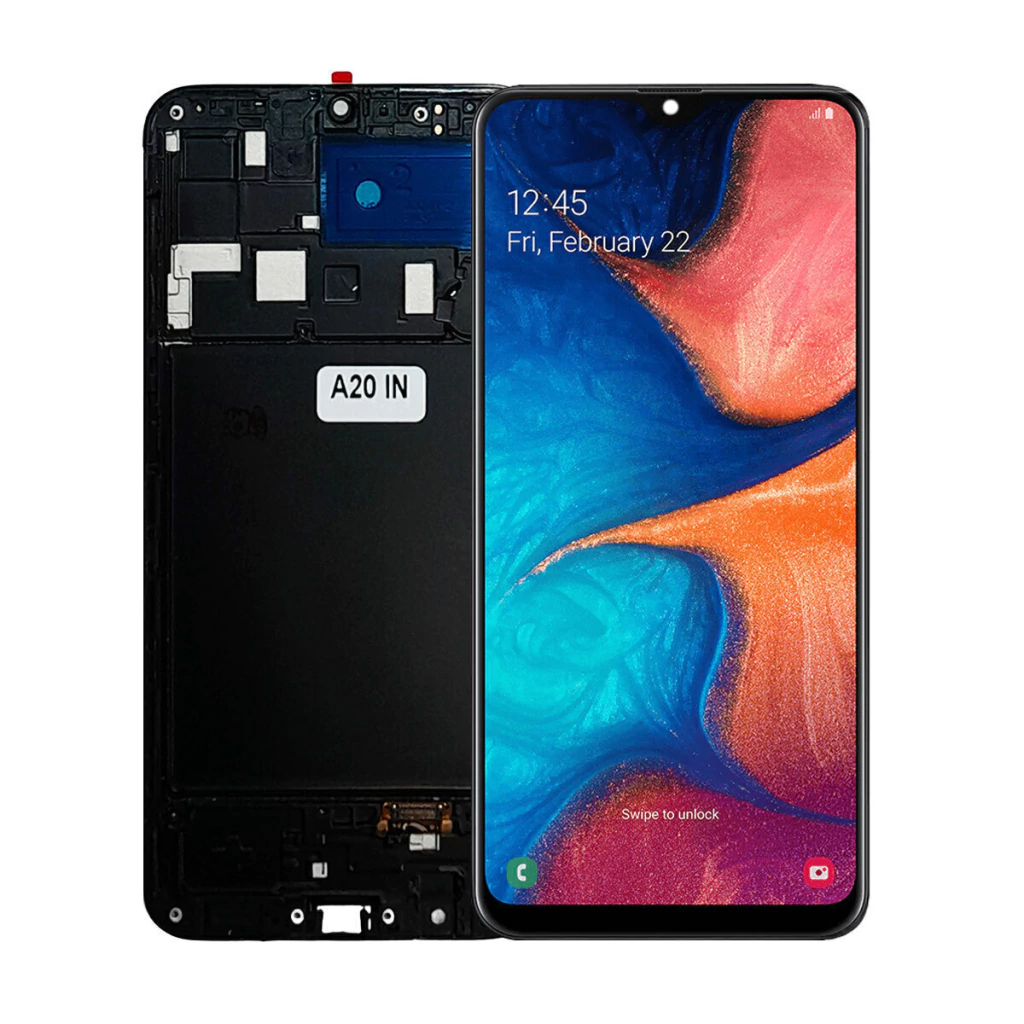 Tela Display Frontal para Samsung Galaxy A20 Incell Com Aro