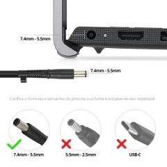 Fonte para HP EliteBook / HP ProBook / HP Pavilion / HP Compaq / Compaq Presario 65W - BestBattery 65W - imagem 5