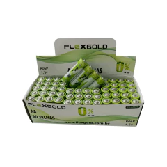 Kit com 60 pilhas AA zinco-carbono Flex Gold - imagem 2