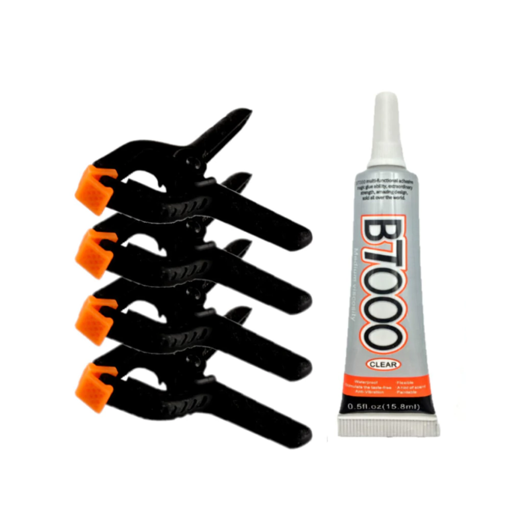 Kit com 4 grampos presilhas fixa tela de celular + Cola B7000 15ml