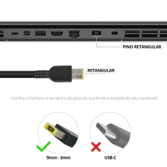 Fonte para Lenovo Ideapad / ThinkPad / X1 Carbon / Legion / Lenovo Yoga 90W - BestBattery - imagem 6