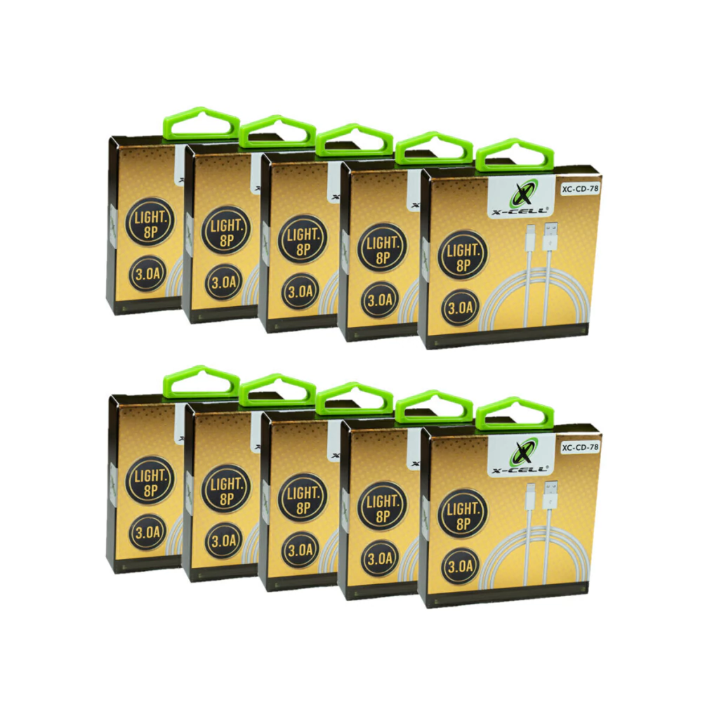 Kit com 10 cabos de dados USB / Lightning para iPhone X-Cell