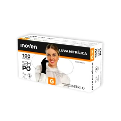 Luva nitrílica sem pó cor preta Inoven 100un tamanho G - imagem 2