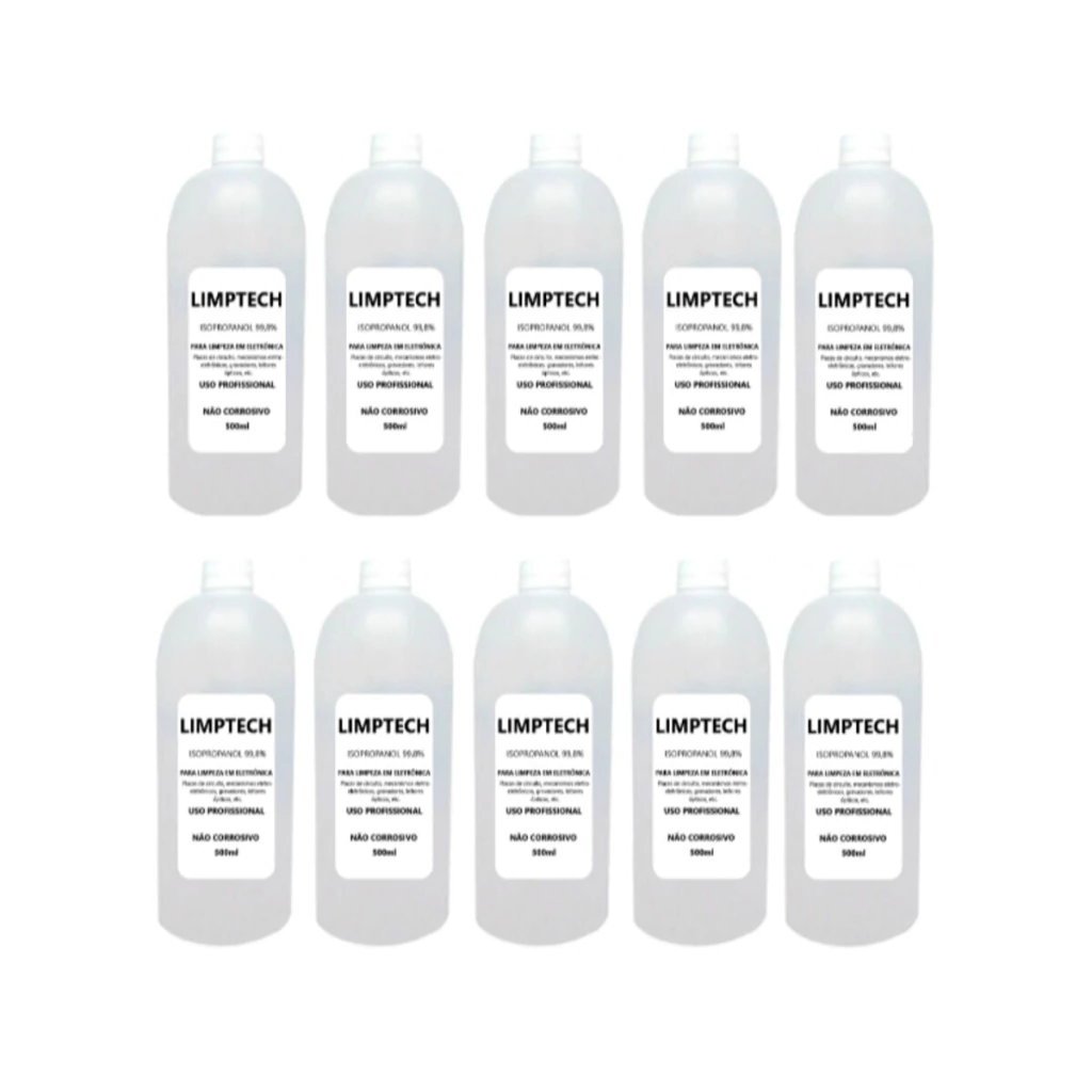 Kit 10 álcool Isopropílico LimpTec 500ml (isopropanol)