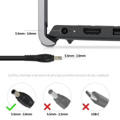Fonte para Samsung NP370/ Ultrabook Samsung 19V 2.1A 40W - BestBattery - imagem 6