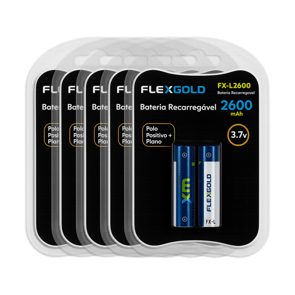 Kit 10 Bateria Pilha Recarregável 18650 3,7V Polo Positivo Plano