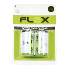 Cartela com 2 pilhas tipo C R14 de zinco Flex Gold - imagem 2