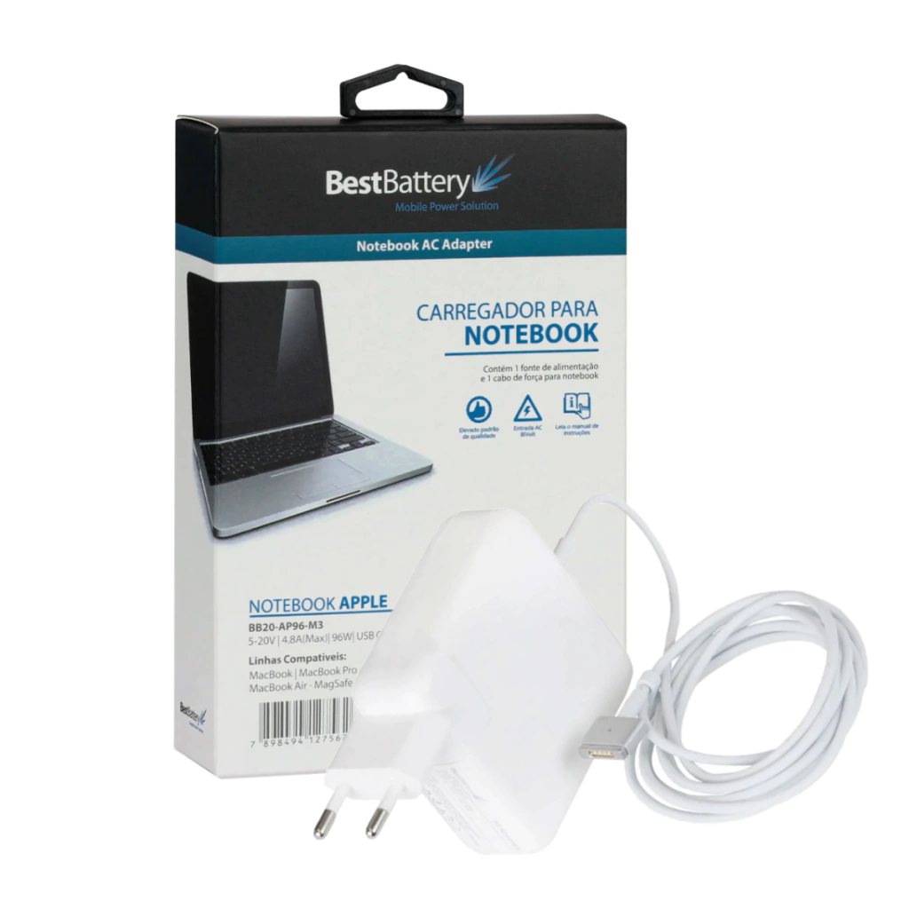 Fonte carregador para MacBook Pro 14 2023 A2779 96w MagSafe 3 - BestBattery