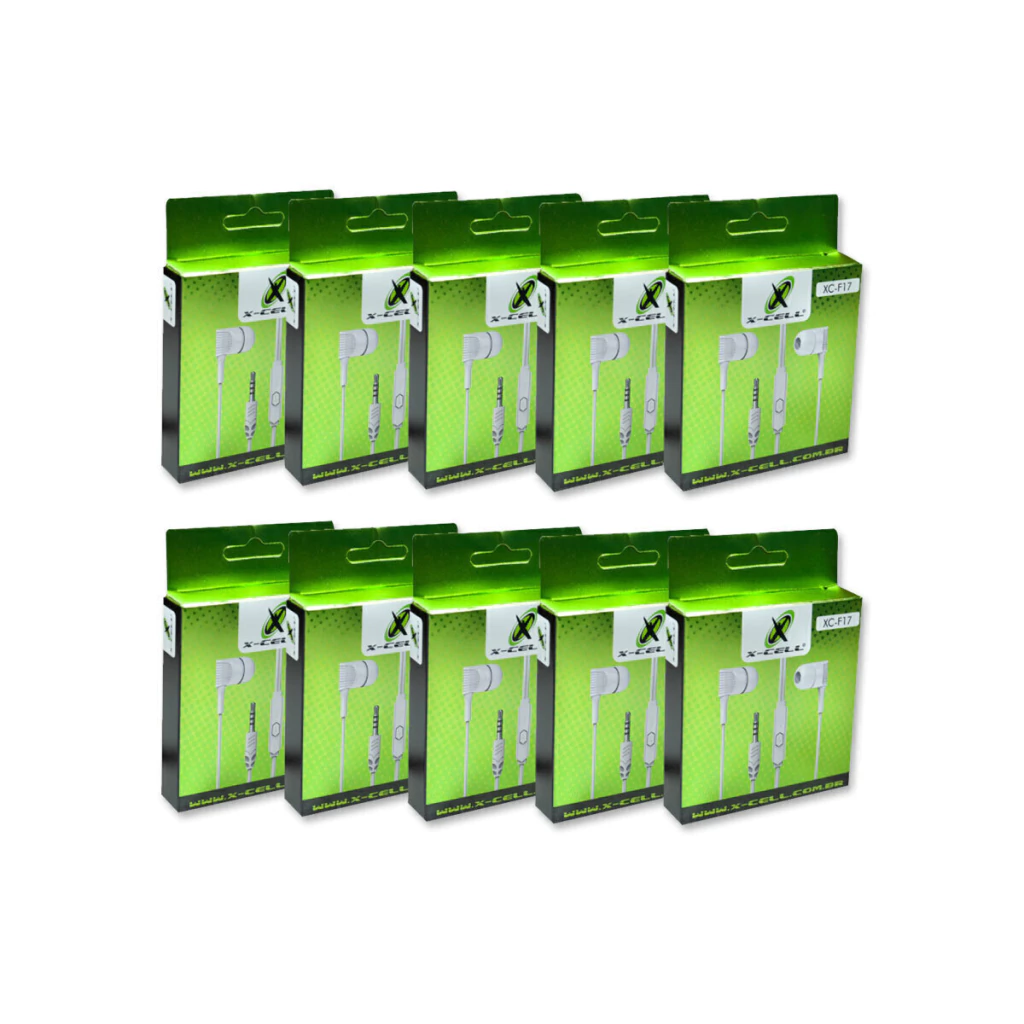 Kit com 10 fones de ouvido intra auricular P2 com microfone marca X-CELL Mod XC-F-1