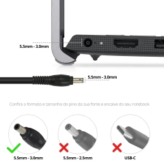 Fonte para Samsung NP / Samsung RV / Samsung R / Samsung Sens / Samsung NC - 90W - imagem 5