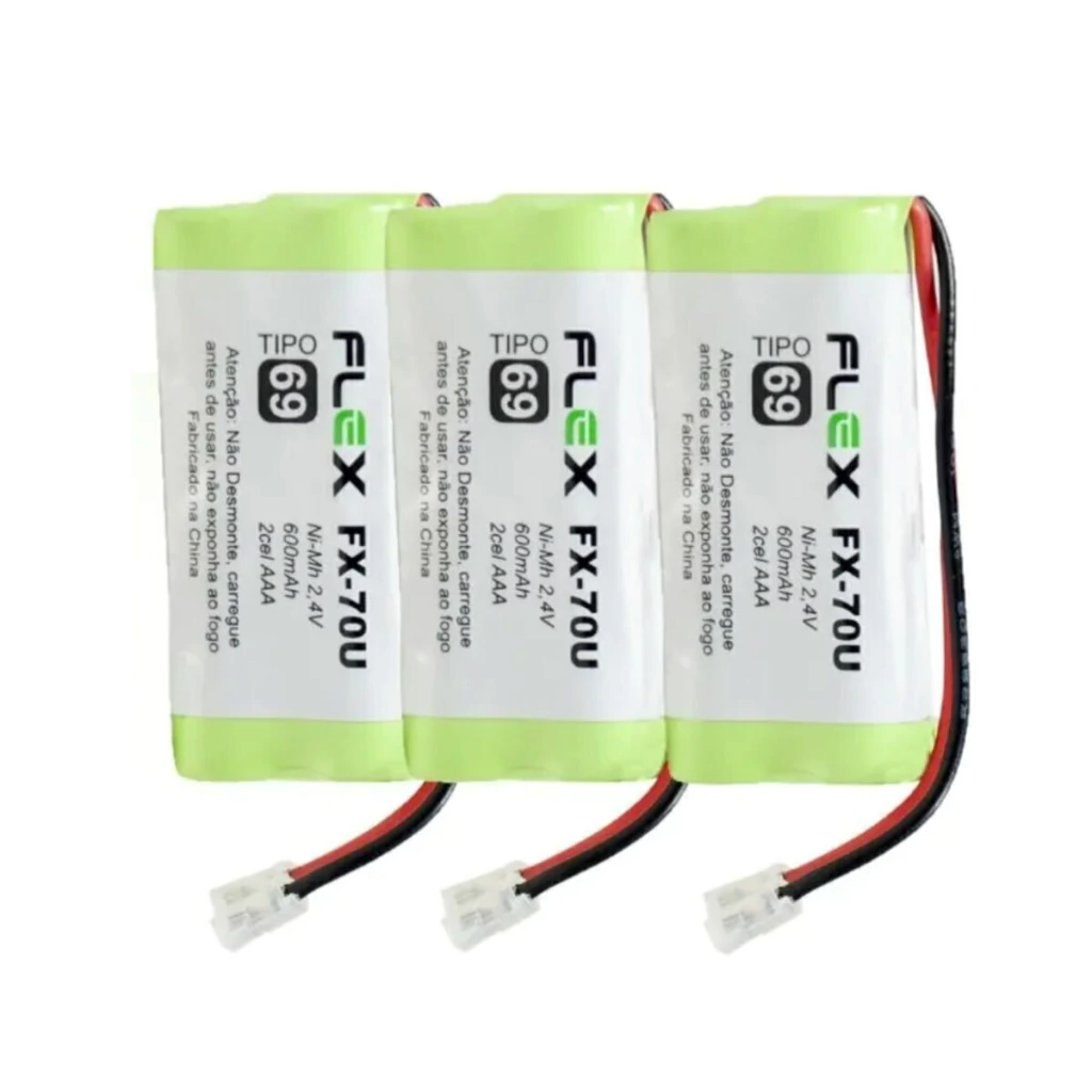 Kit com 3 bateria 2,4v 600 mah para telefone sem fio Intelbras