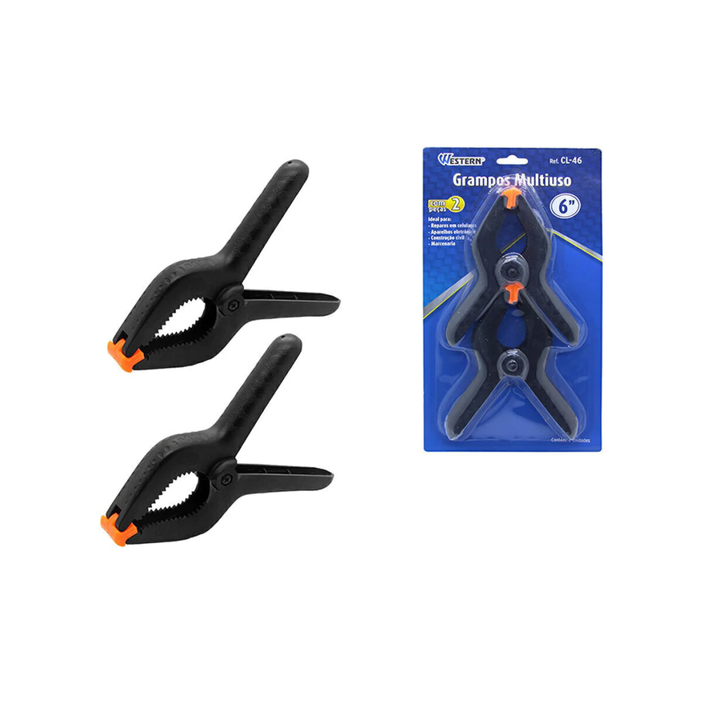 Jogo de 2 grampos multiuso com mola 6" - Western