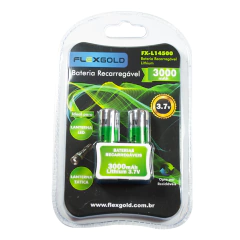 Kit com 2 baterias recarregável 14500 3000 mah para lanterna tática - imagem 2
