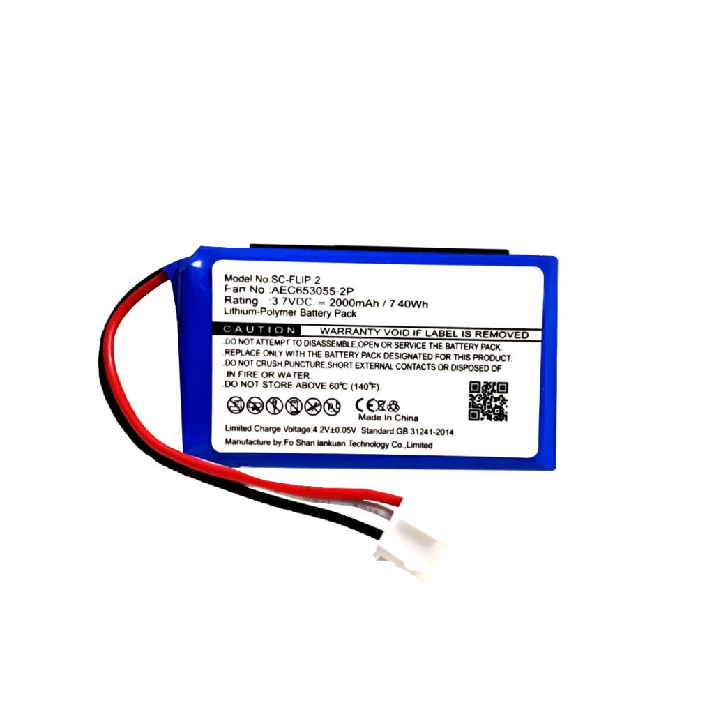 Bateria para JBL Flip 2 3.7V GSP0728712 2000 mAh - 3 fios