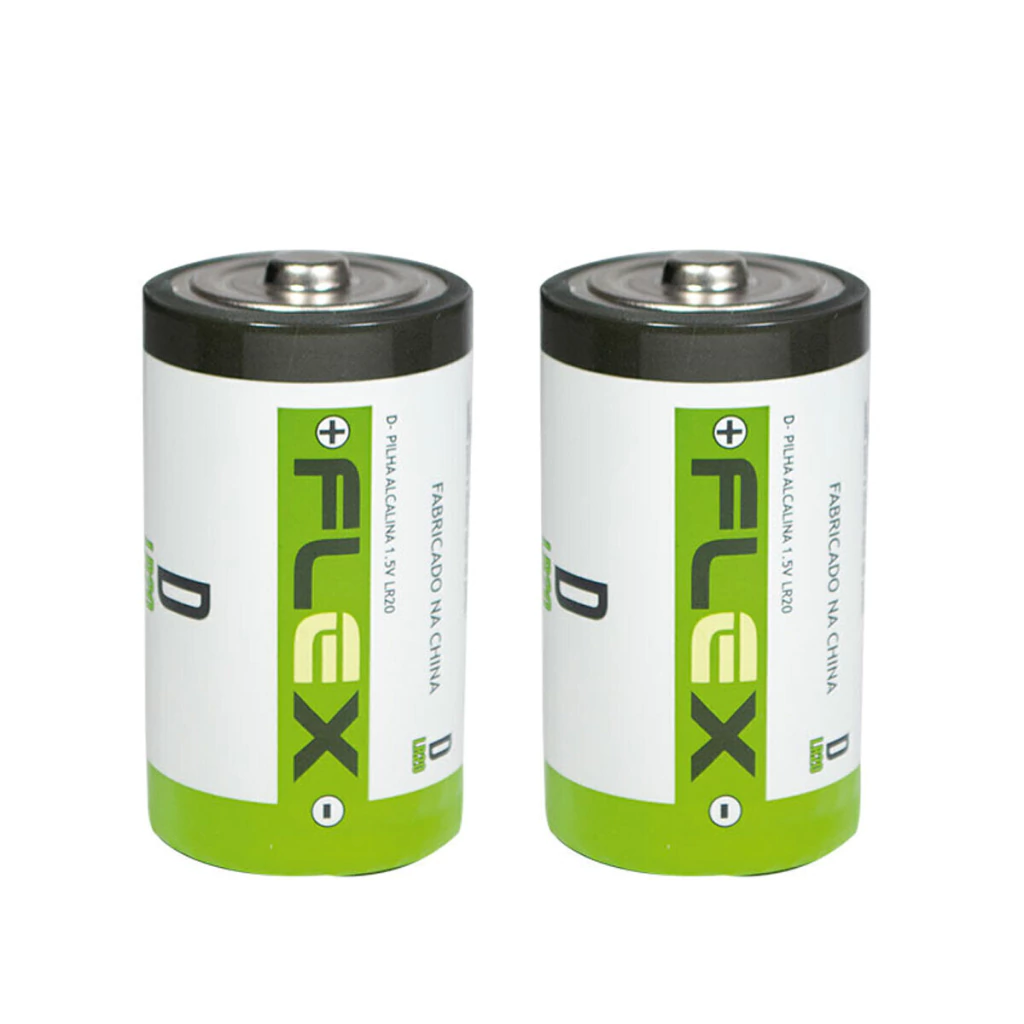 Pilhas Bateria D alcalina Flex Gold com 2 unidades