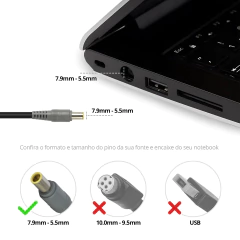 Fonte para Lenovo IdeaPad / ThinkPad / IBM 90W 20V 4.5A - BestBattery - imagem 5