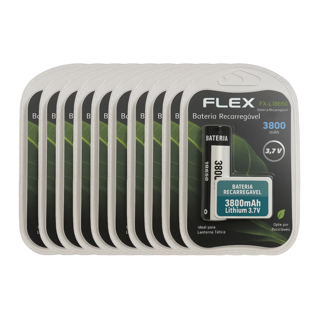 Kit com 10 Baterias Recarregável 18650 3800mah 3.7v Lanterna