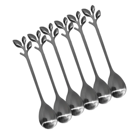 Set X6 Cucharitas Leaf Hojitas Cafe Postre Home Deco Acero - comprar online