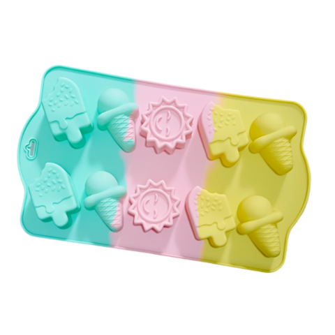 Molde Silicona Tricolor X10 Verano Sol Helados Jabon Bombon - comprar online