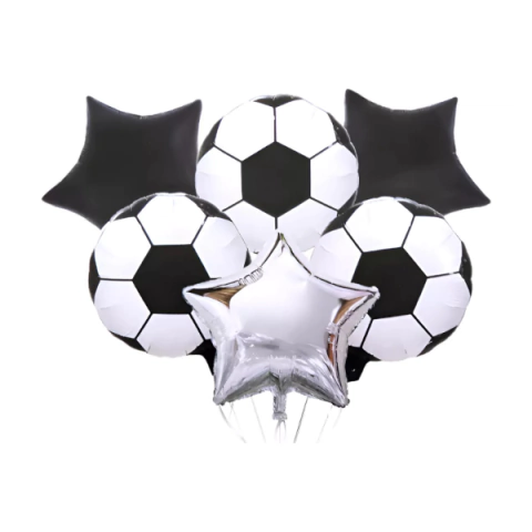 Set Globos Pelota De Futbol Y Estrellas Metalizadas X6 - comprar online