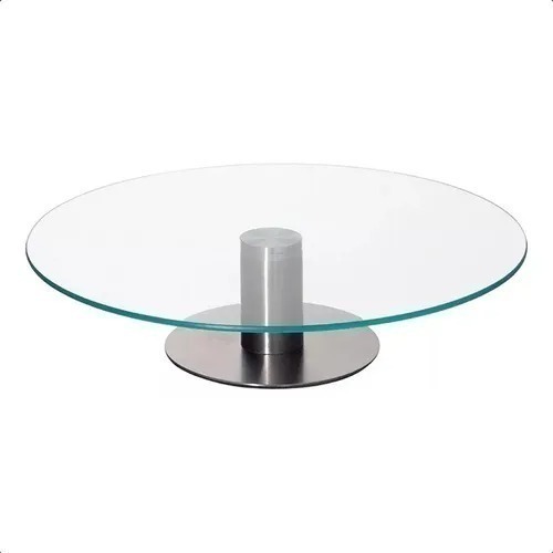 Plato giratorio de vidrio transparente de 25cm con base de acero inoxidable