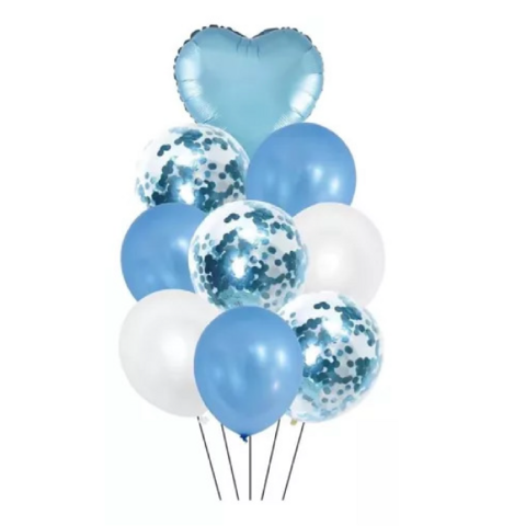 Set De 9 Globos Corazon Metalizado Confetti Perlado - comprar online