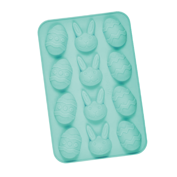 Molde para 12 huevos de pascua conejo reposteria silicona