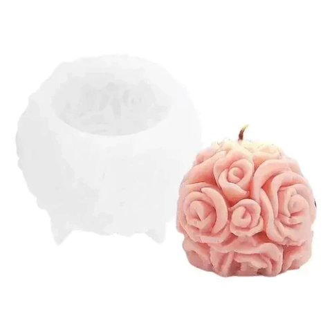 Molde Silicona Vela Esfera Topiario Rosas Chica Vela Resina - comprar online