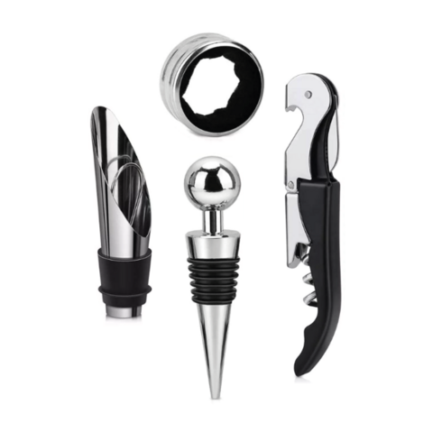 Set X4 Menaje Sacacorcho Vertedor Tapon Antigoteo Vino Blister - comprar online