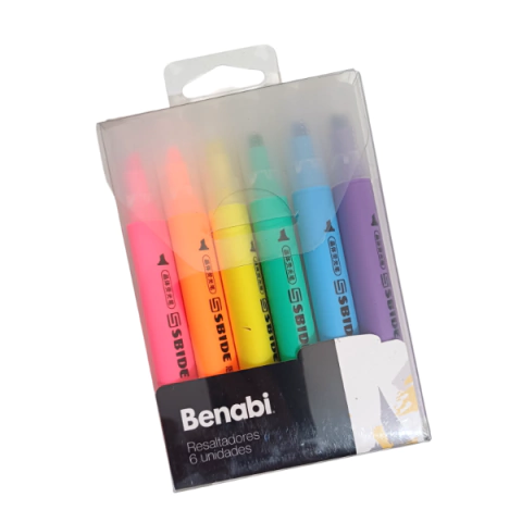 Set X6 Resaltadores Fluo Punta De Cincel Cuerpo Triangular - comprar online
