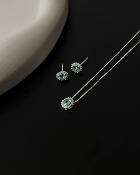 Conjunto Ponto de Luz Oval Minimalista Verde Água