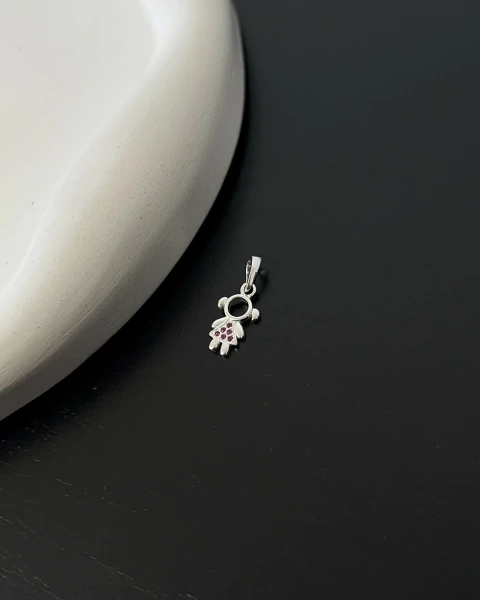 Pingente Menina Zircônia Pink