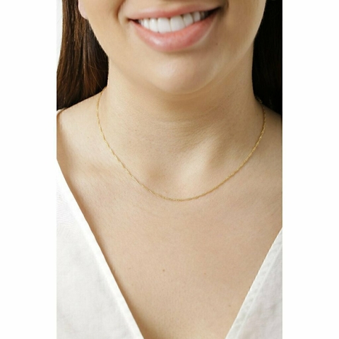 Colar Fino com Detalhes Torcidos no Banho de Ouro 18k