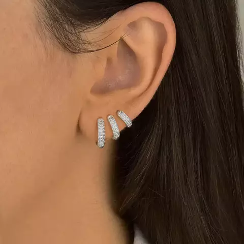 Trio de Argola Cravejado de Prata em Prata 925