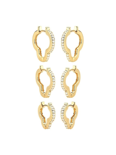 Argola de Trevo Cravejada no Banho de Ouro 18k