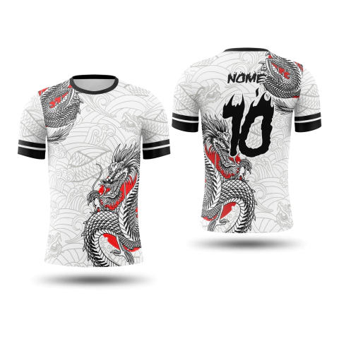 Camisa Interclasse Personalizada- Dragão Chines Fogo - Dry Fit - Personalizavel