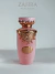 Frasco rosa com detalhes dourados do perfume feminino Lattafa Haya da Zahra Perfumes arabe