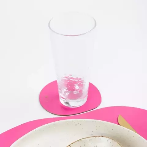 Porta Copo Onda Pink / Turquesa Dupla Face Impermeável Couro Ecológico Premium