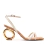 Sandália creme Cecconello com salto médio arquitetônico, bico quadrado e tiras douradas. Sofisticação para seus looks. Garanta já a sua e arrase!