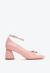 SCARPIN COURO ROSA SALTO BLOCO MÉDIO CECCONELLO 2410003-2