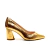 Scarpin couro ouro salto bloco médio cecconello 2630001-10 - comprar online