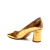 Scarpin couro ouro salto bloco médio cecconello 2630001-10 - Cecconello