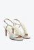 Sandália couro branco Cecconello com salto alto de 9cm e miçangas. Conforto, elegância e ajuste perfeito para eventos especiais. Compre e destaque-se!