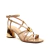 Sandália couro nude com salto bloco dourado Cecconello, tiras finas e detalhe concha, garante estilo e conforto. Aposte já para looks sofisticados neste verão!