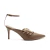 Slingback marrom em couro com salto médio e fivelas douradas. Elegância clássica com toque moderno. Garanta já o seu visual sofisticado!