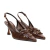 Slingback marrom em couro perfurado, salto médio taça, franjas e laço. Visual elegante e confortável. Garanta já o seu e destaque-se!