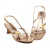 Sandália feminina de couro prata velha, tiras finas e salto taça médio. Elegância minimalista e conforto para festas ou looks casuais. Garanta a sua!