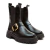 Bota feminina Chelsea em couro preto, solado tratorado e fivela dourada. Ótima escolha para looks urbanos e elegantes. Garanta já a sua!
