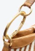 Bolsa listrada marrom Cecconello em linho e couro, com detalhes em palha e alça removível. Sofisticação e praticidade para looks urbanos. Garanta já a sua!
